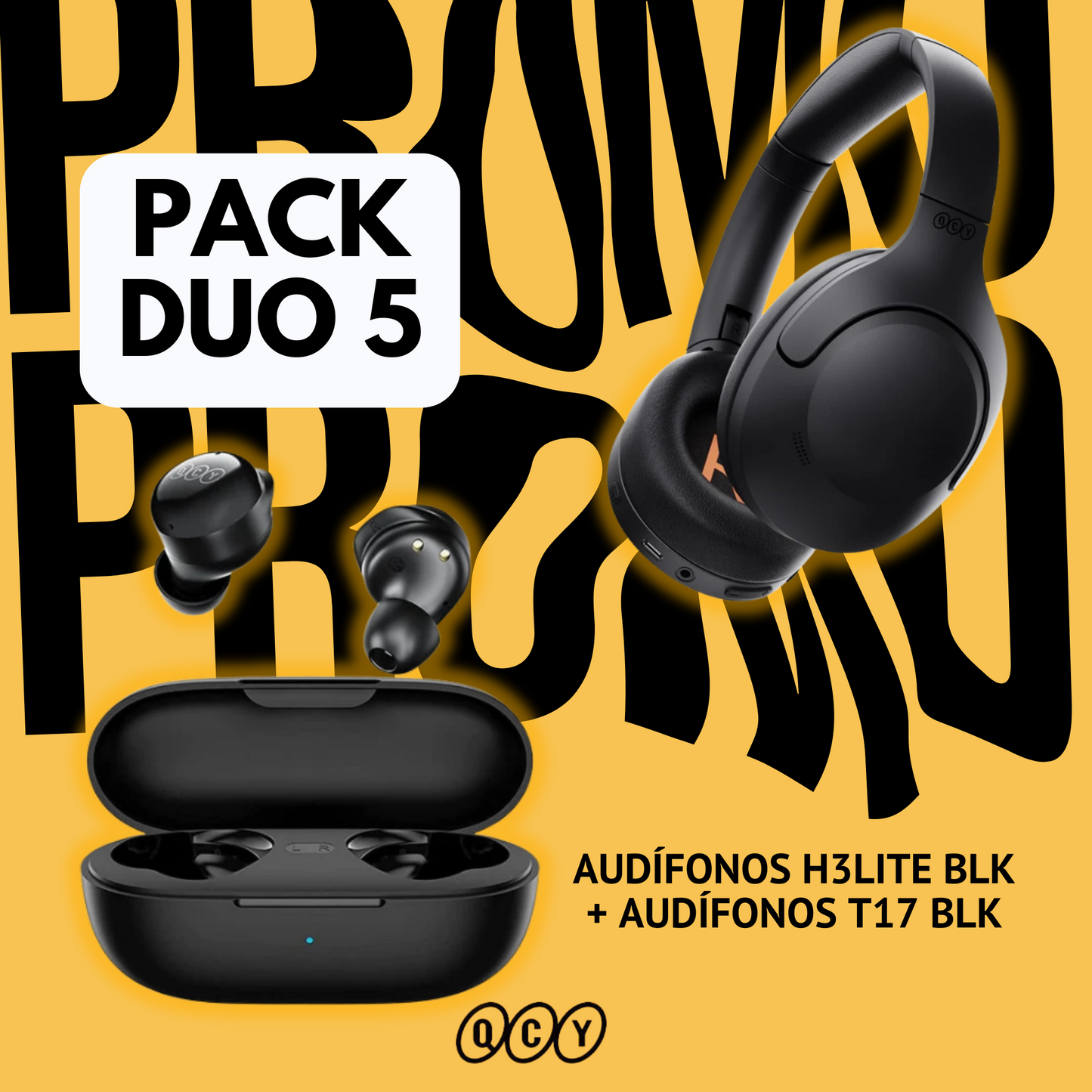 AUDÍFONOS H3 LITE BLK + AUDÍFONO T17 BLK
