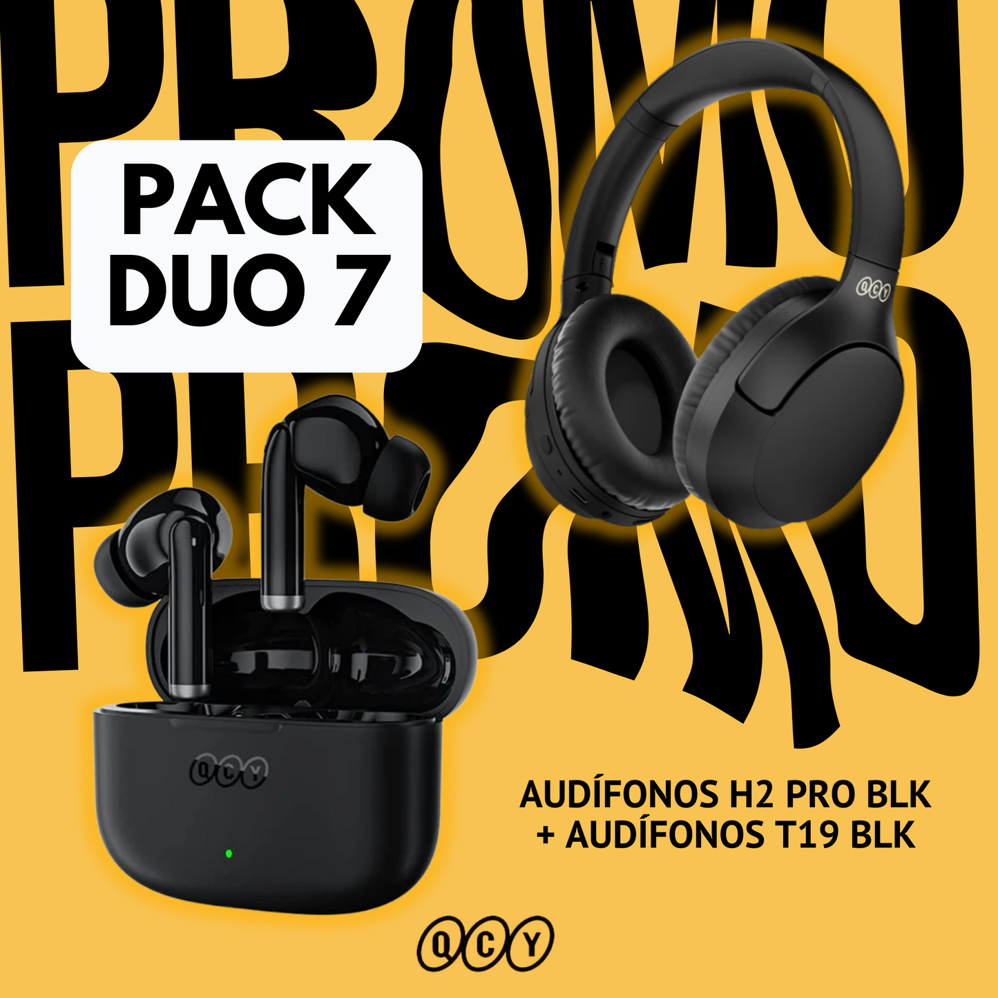 AUDÍFONOS H2PRO BLK + AUDÍFONO T19 BLK