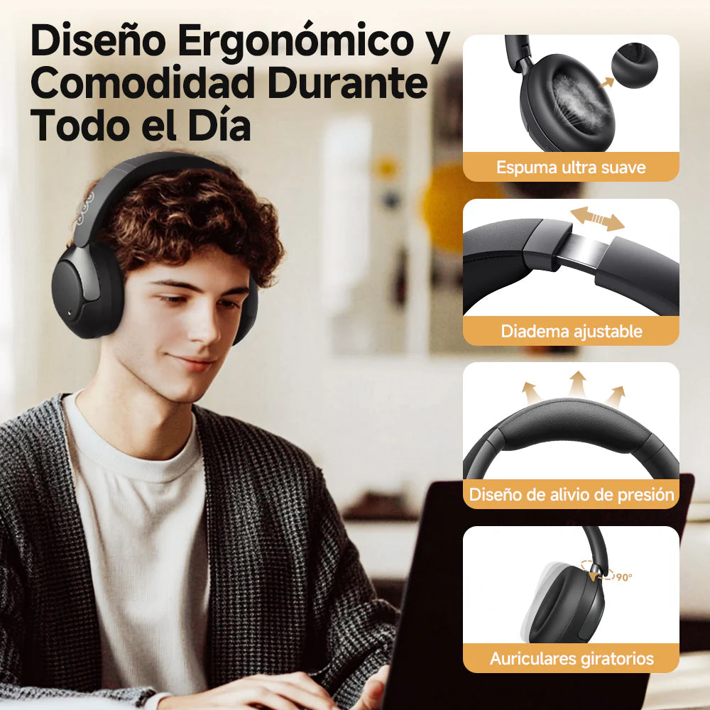 QCY - Auriculares Bluetooth H3 Pro con Cancelación Activa de Ruido - Negro