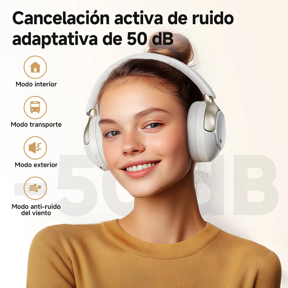 QCY - Auriculares Bluetooth H3 Pro con Cancelación Activa de Ruido - Blanco