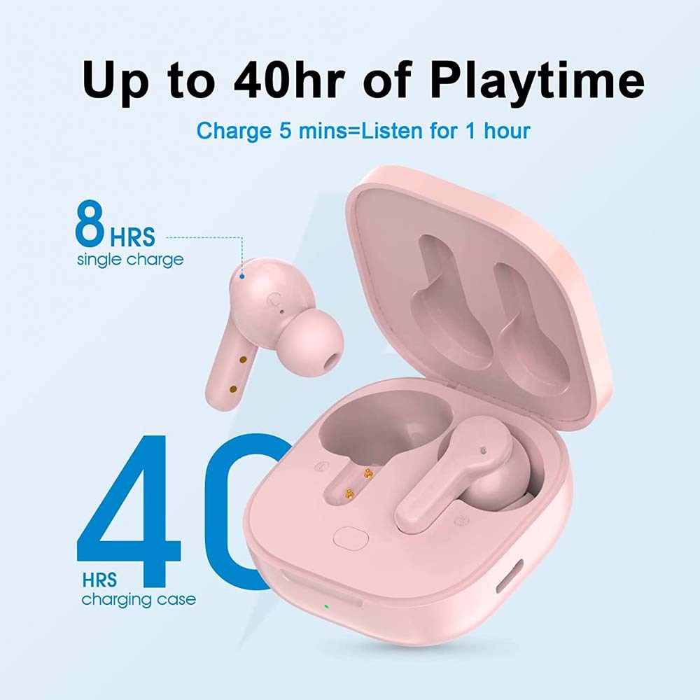 QCY - Audífonos inalámbricos QCY-T13-PINK Bluetooth 5.1 - Rosa