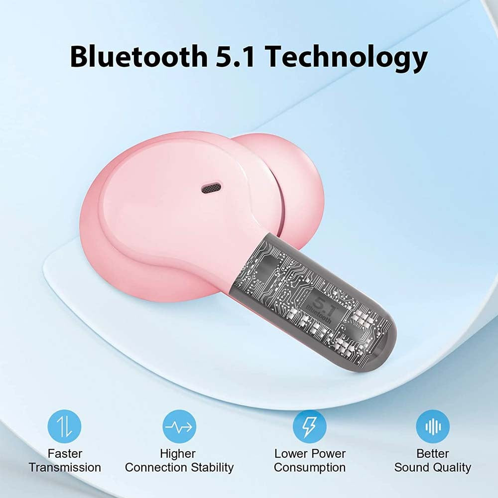 QCY - Audífonos inalámbricos QCY-T13-PINK Bluetooth 5.1 - Rosa