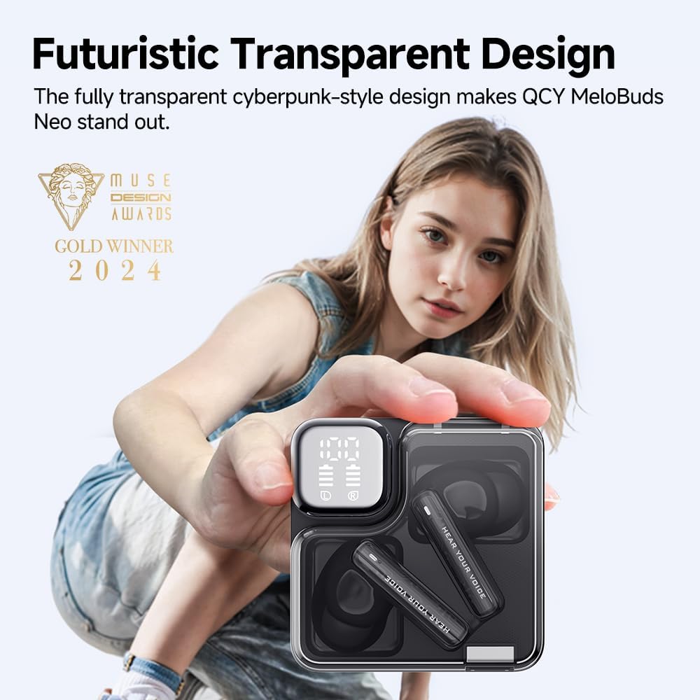 QCY - Audífonos inalámbricos MeloBuds Neo T31 BT 5.3 ENC 24Hrs - Negro