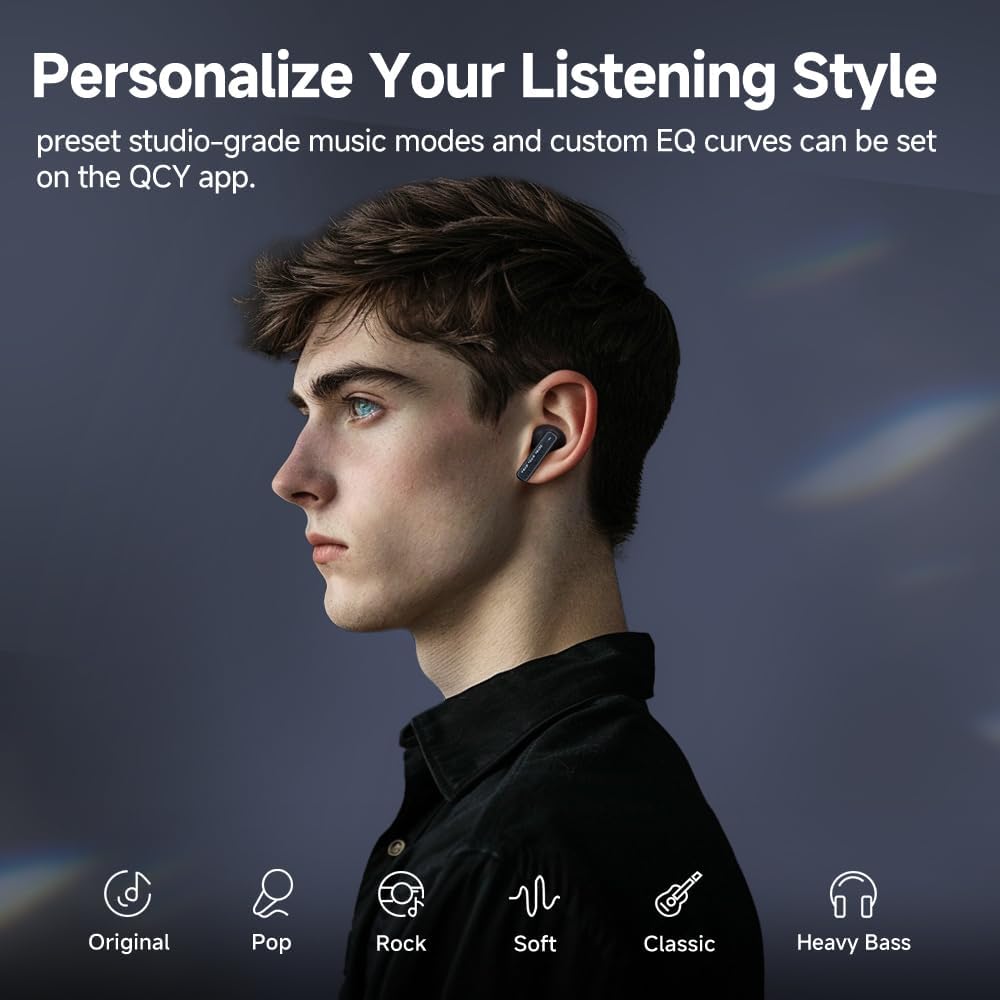 QCY - Audífonos inalámbricos MeloBuds Neo T31 BT 5.3 ENC 24Hrs - Negro