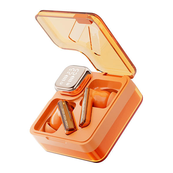 QCY - Audífonos inalámbricos MeloBuds Neo T31 BT 5.3 ENC 24Hrs - Naranja