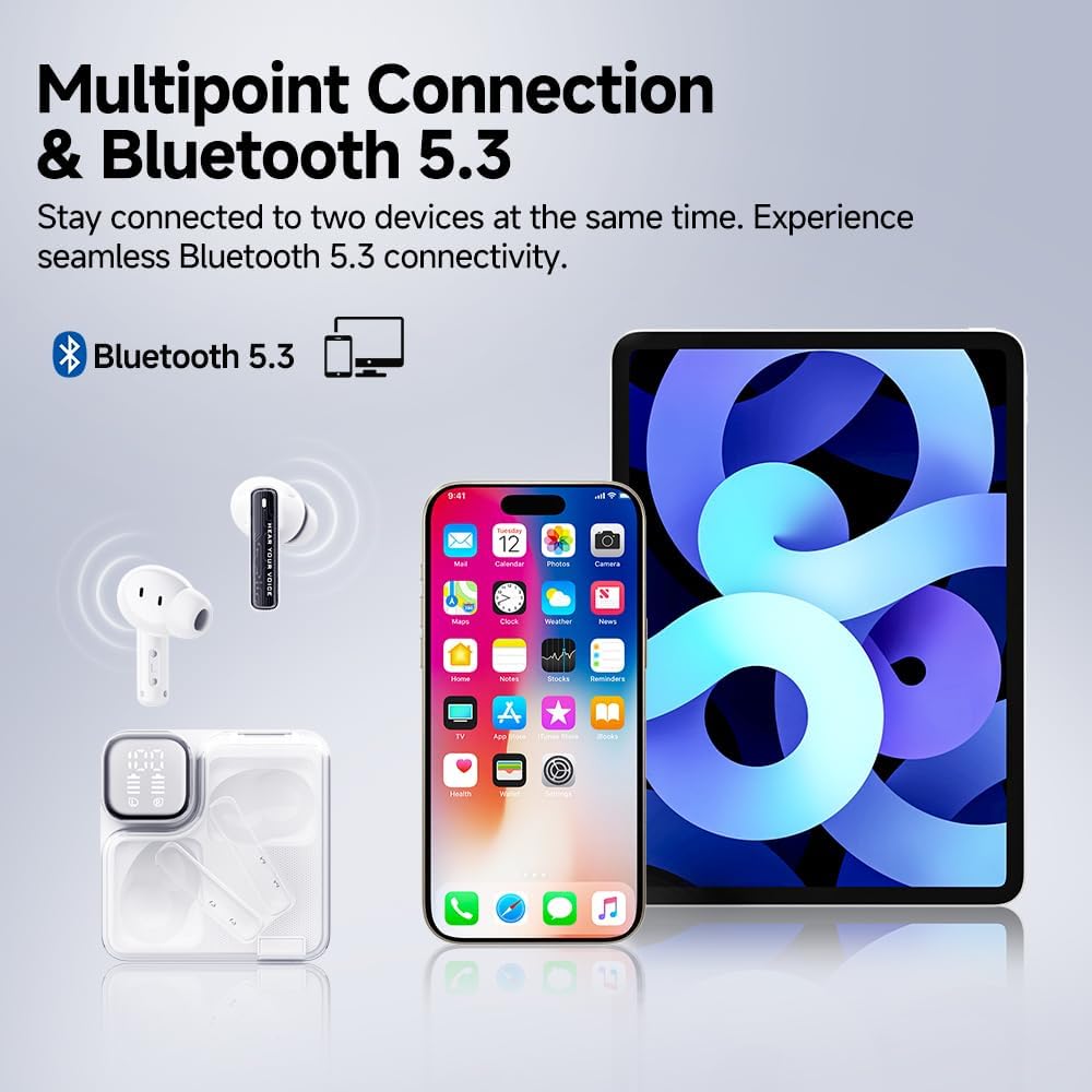 QCY - Audífonos inalámbricos MeloBuds Neo T31 BT 5.3 ENC 24Hrs - Blanco