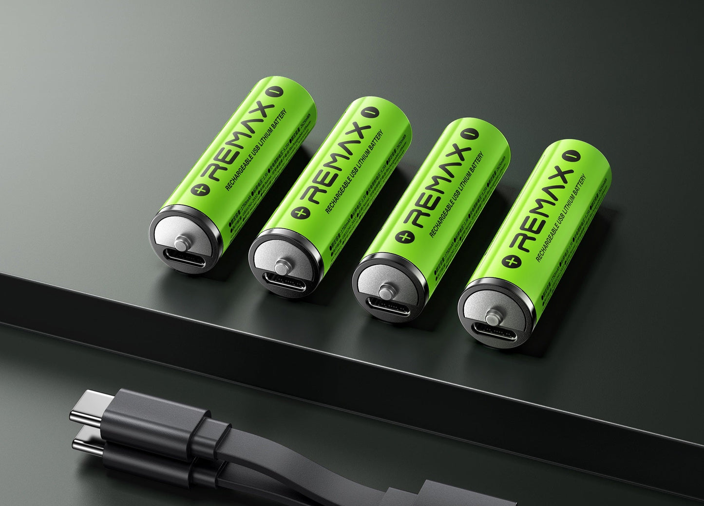 REMAX - Batería recargable AA Pack 4 unidades USB Lithium Battery 3071mWh