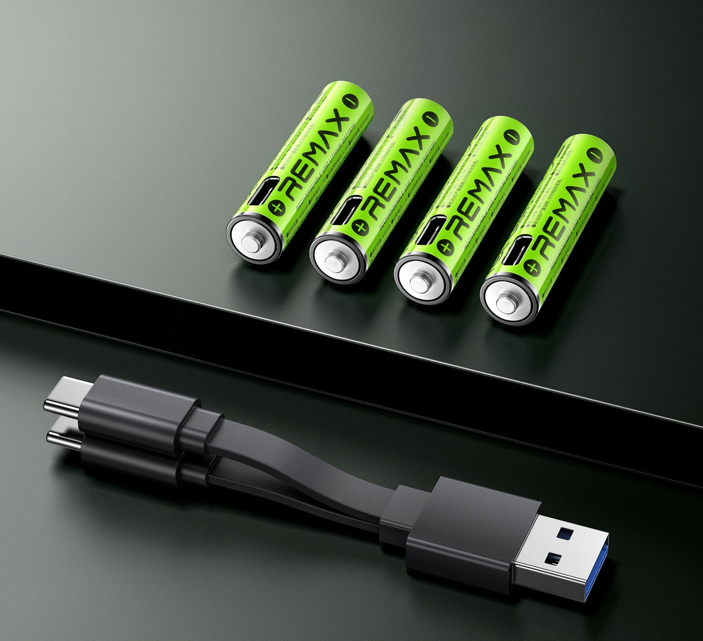 REMAX - Batería recargable AAA Pack 4 unidades USB Lithium Battery 814mWh