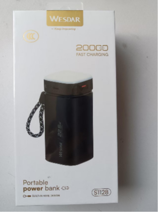Wesdar - Power Bank 22.5W PD LED Fast Charge c/cable lightning y USB-C 20000mAh - Negro