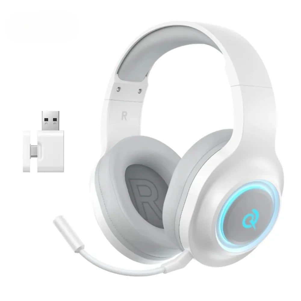 QCY - Audífonos Gamer Over-Ear Heroad V200 Blanco con Sonido Envolvente 7.1