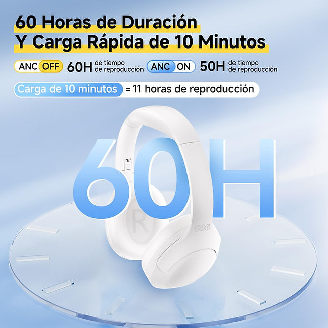 QCY - Auriculares H3 Lite ANC BT 5.3 Duración 50Hrs - Blanco