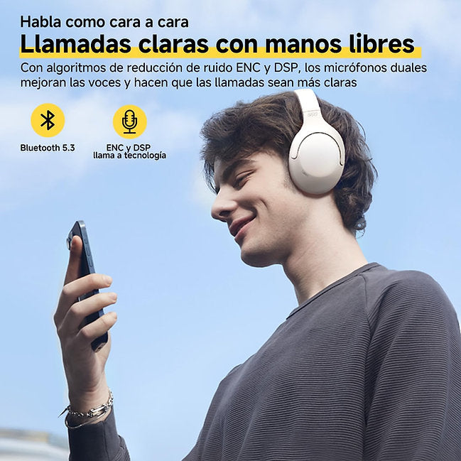 QCY - Auriculares H3 Lite ANC BT 5.3 Duración 50Hrs - Blanco