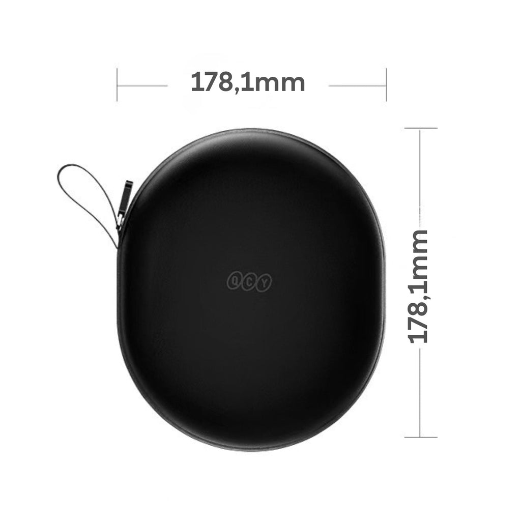 QCY - Estuche Protector STD Over-Ear Negro Cuero PU Rígido