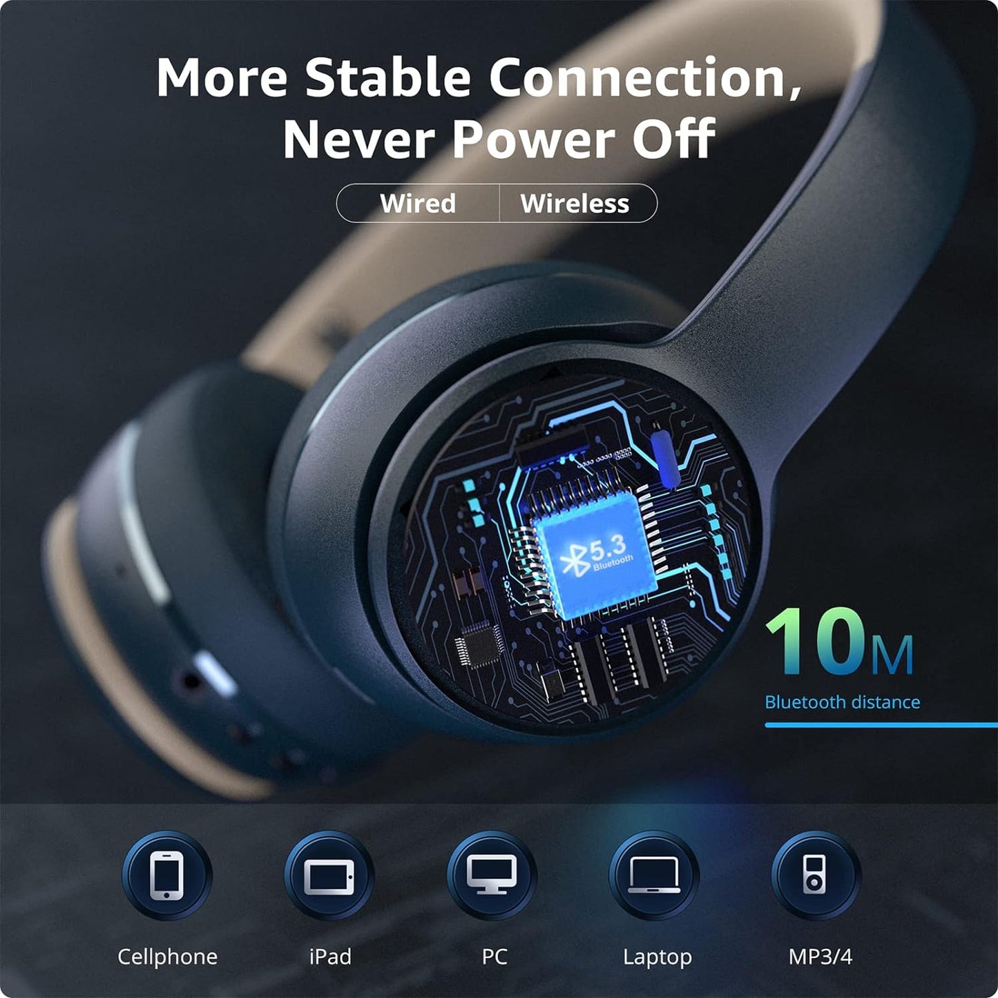 DOQAUS - Audífonos Care 3 BT 5.3 Hi-Fi y 40 Horas de Uso - Negro