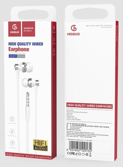 Hoguo - Audífonos alámbricos 3.5mm 1.2m HIFI