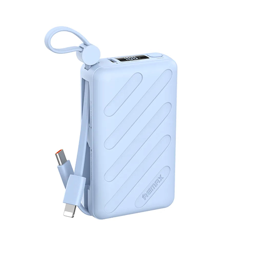 REMAX - Power Bank 10000mAh FC-08 PD+QC 20W con Cables Lightning y USB-C c/Panel LED