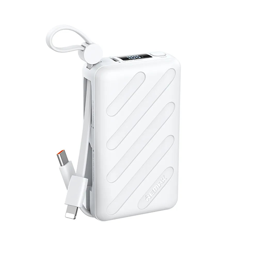 REMAX - Power Bank 10000mAh FC-08 PD+QC 20W con Cables Lightning y USB-C c/Panel LED