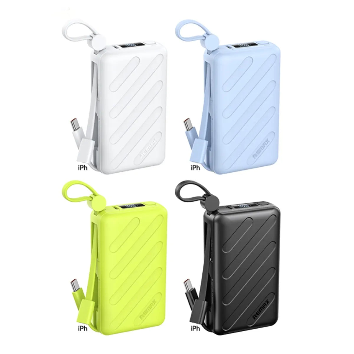 REMAX - Power Bank 10000mAh FC-08 PD+QC 20W con Cables Lightning y USB-C c/Panel LED