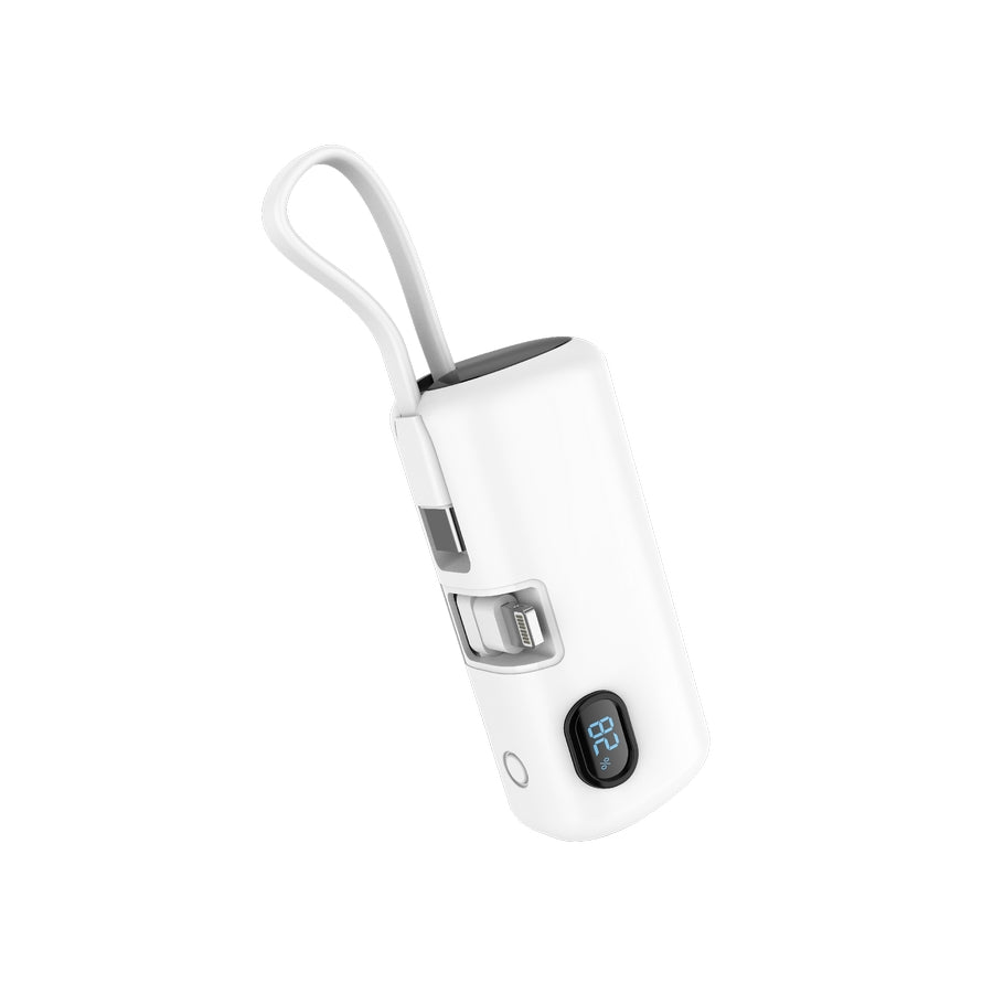 Hoguo - Mini Power Bank 5000mAh Display LED 22.5W c/cables - Blanco