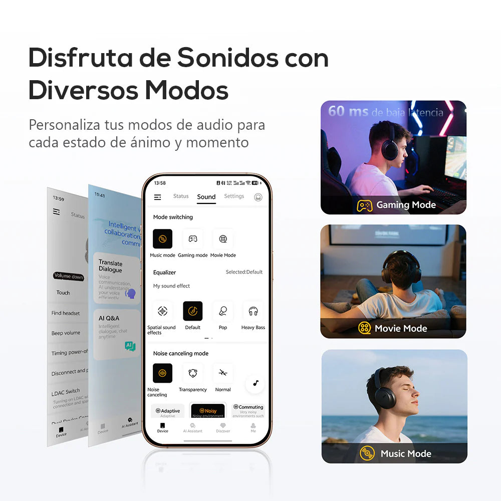 QCY - Audífonos Inalámbricos  H3S BT6.0 Hi-Res LDAC - Negro