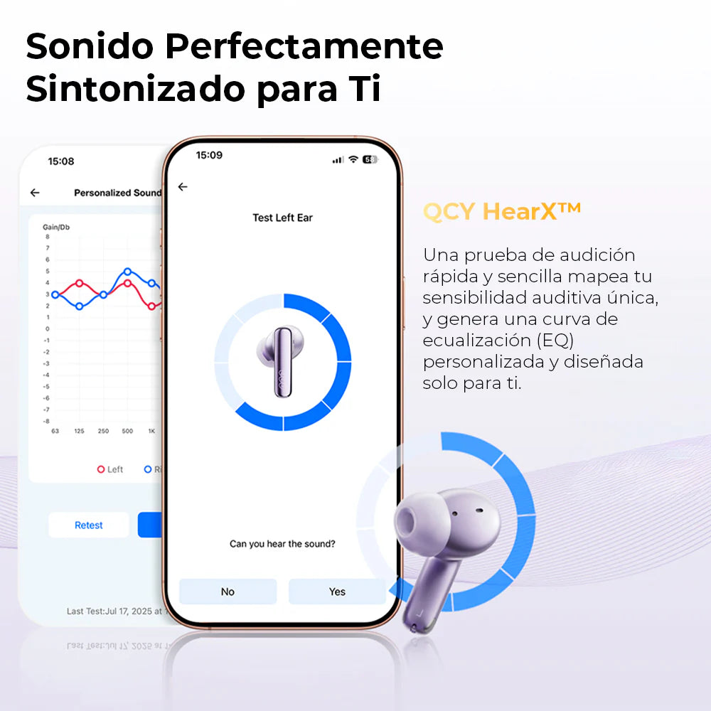 QCY - Audífonos Inalámbricos MeloBuds N70 BT6.0 Hi-Res LDAC - Morado