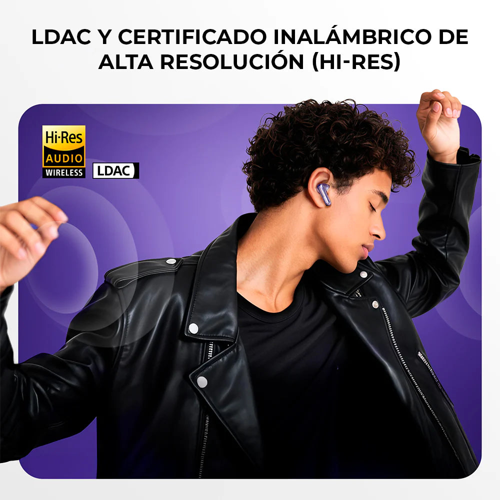 QCY - Audífonos Inalámbricos MeloBuds N70 BT6.0 Hi-Res LDAC - Morado