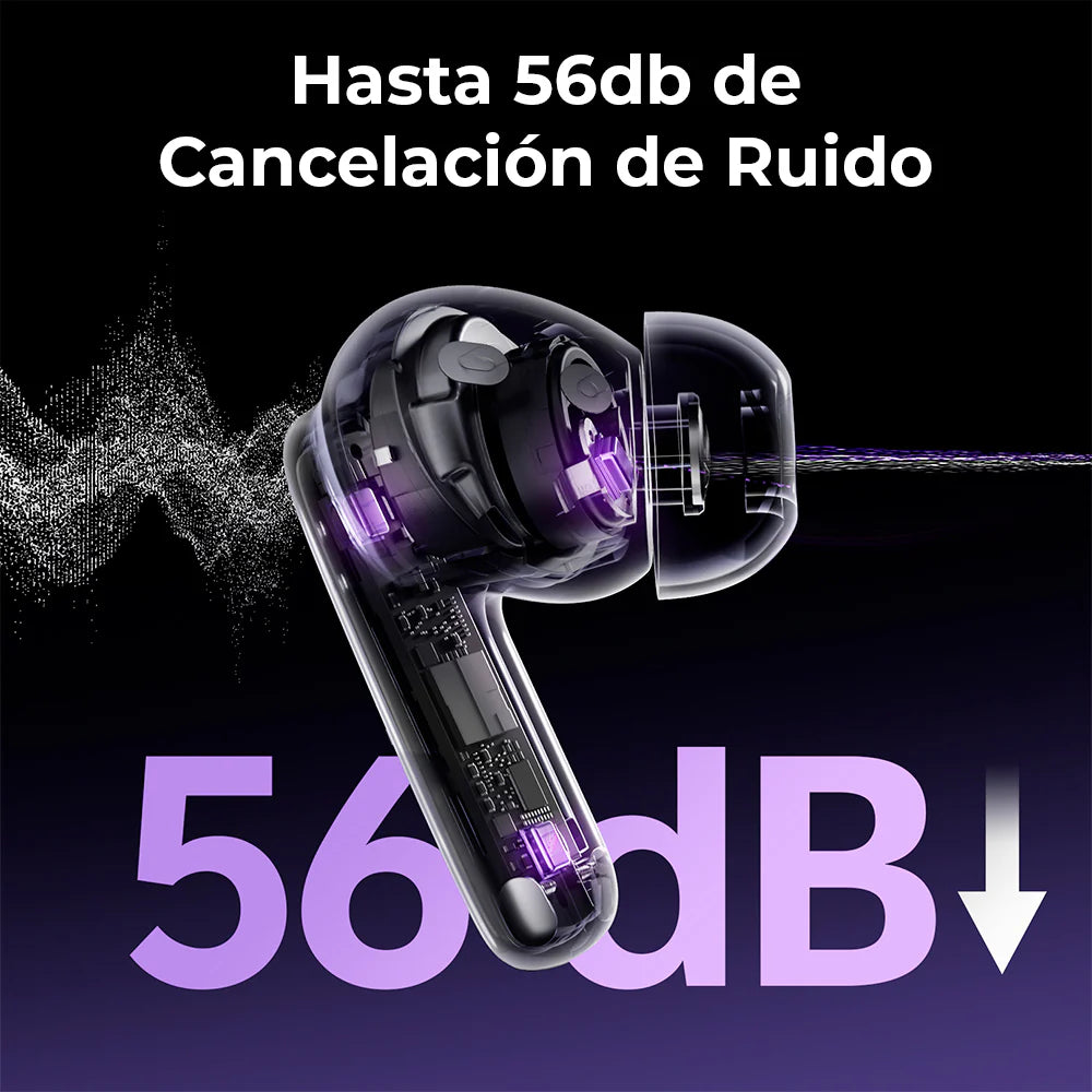 QCY - Audífonos Inalámbricos MeloBuds N70 BT6.0 Hi-Res LDAC - Plateado