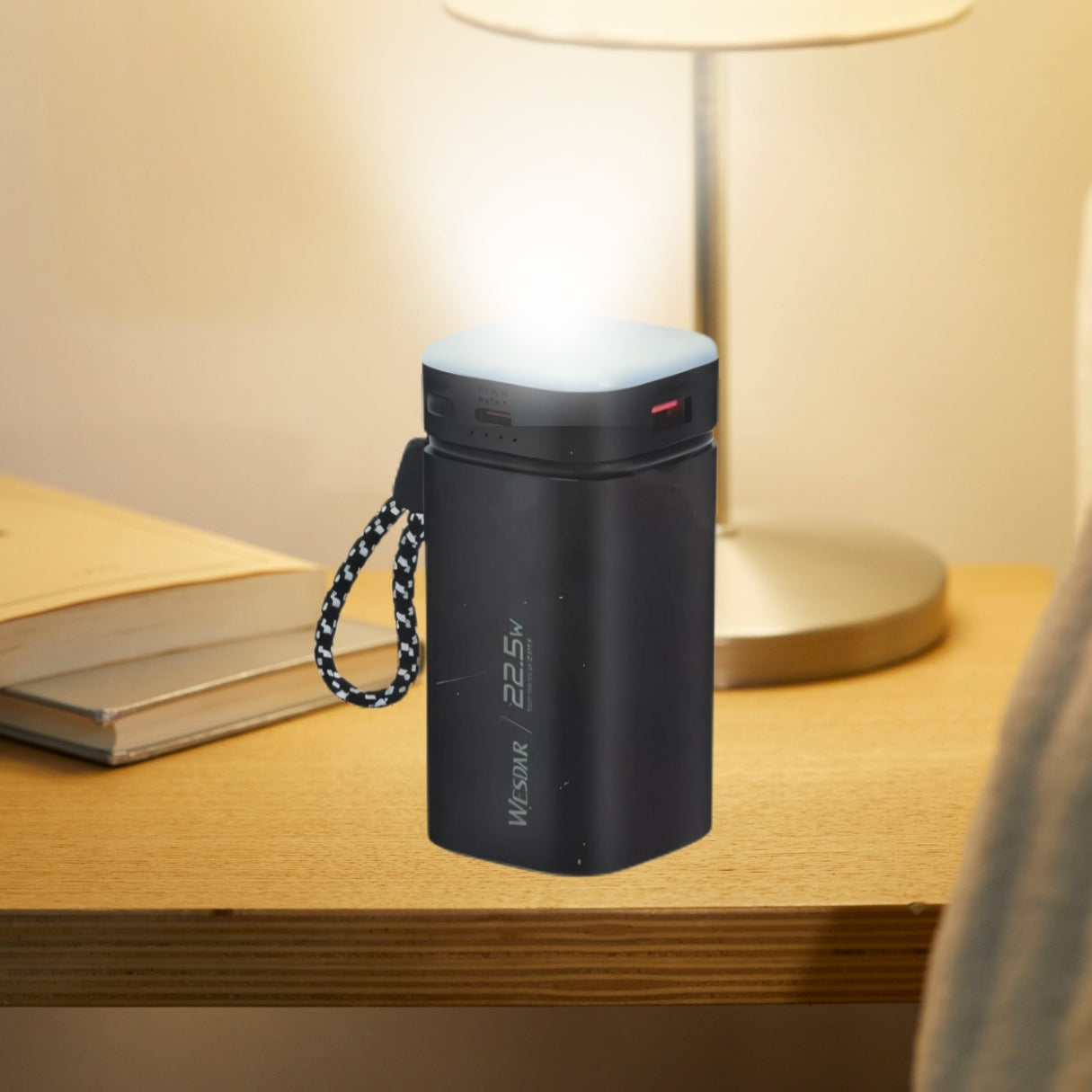 Wesdar - Power Bank 22.5W PD LED Fast Charge c/cable lightning y USB-C 20000mAh - Negro