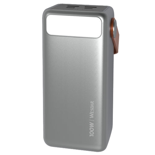 Wesdar - Power Bank Laptop, tablet y Teléfono c/linterna PD 100W 50000mAh - Plata