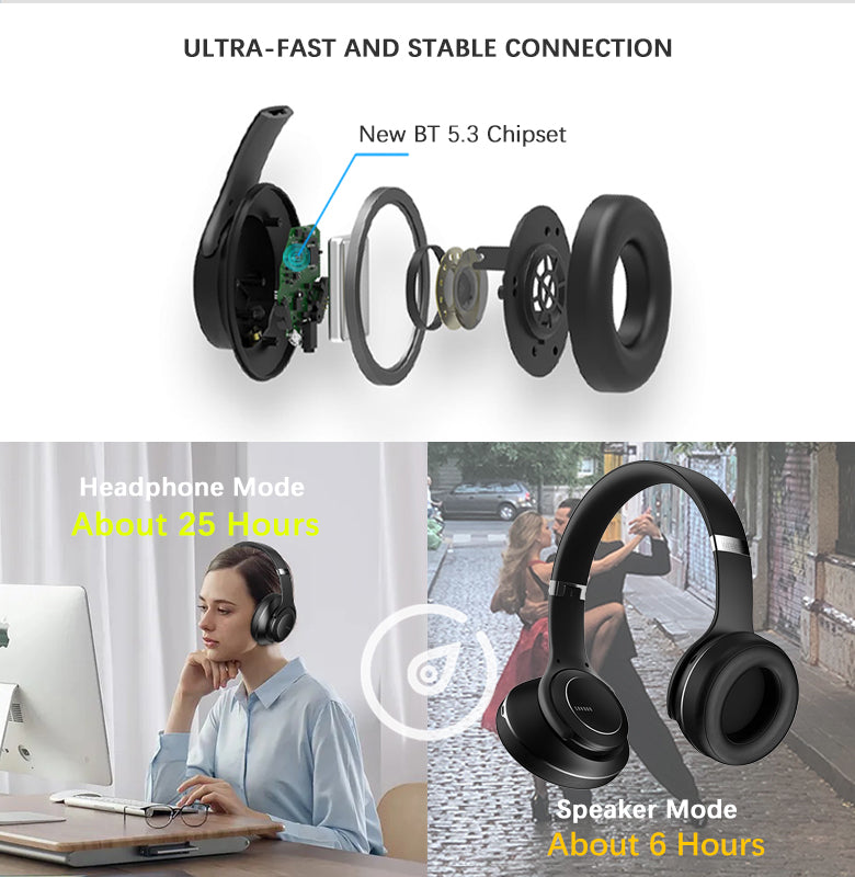 DOQAUS - Audífonos + Parlante 2 en 1  BT 5.3 c/estuche Vogue 9 - Negro